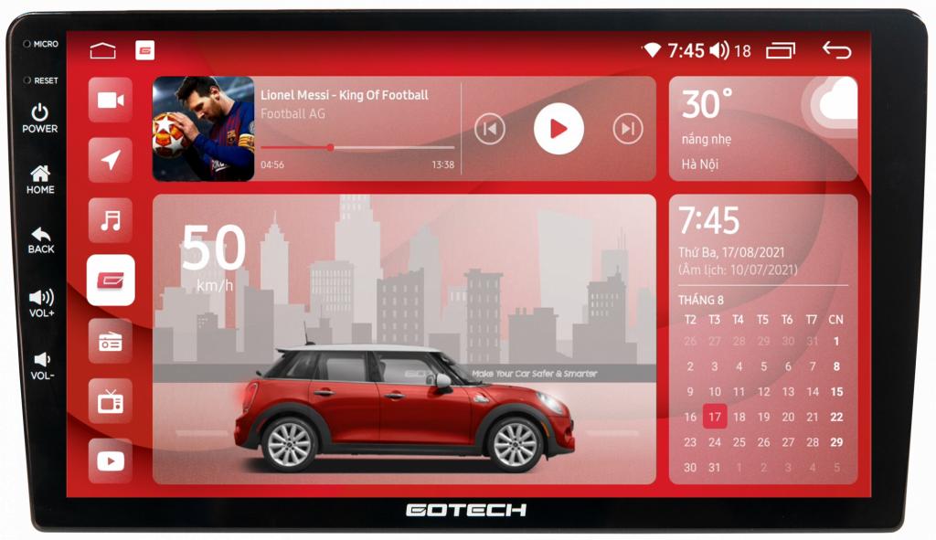 Giao diện màn hình ô tô thông minh Gotech GT8 Max