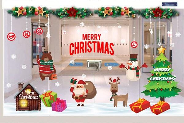 trang trí noel trên cửa kính