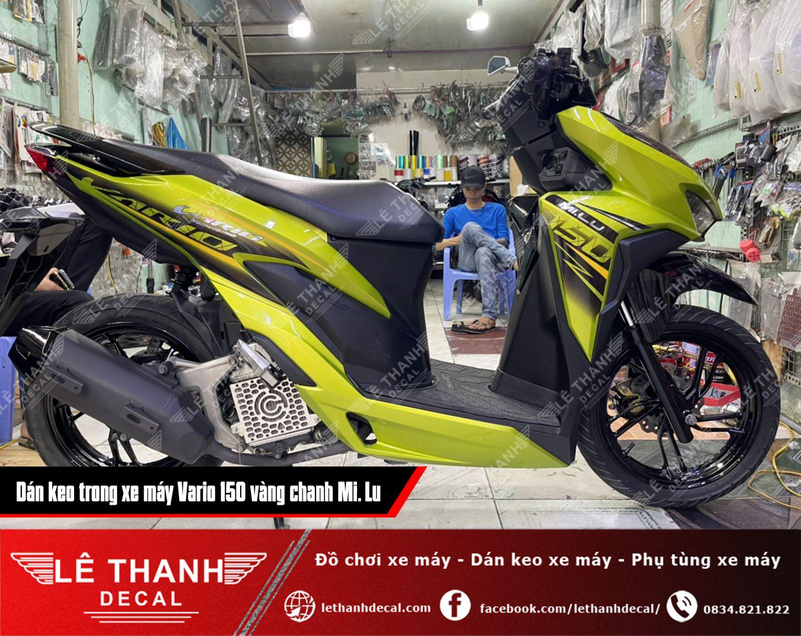 Dán keo trong cho xe máy Honda Vario 150 vàng chanh Mi.Lu