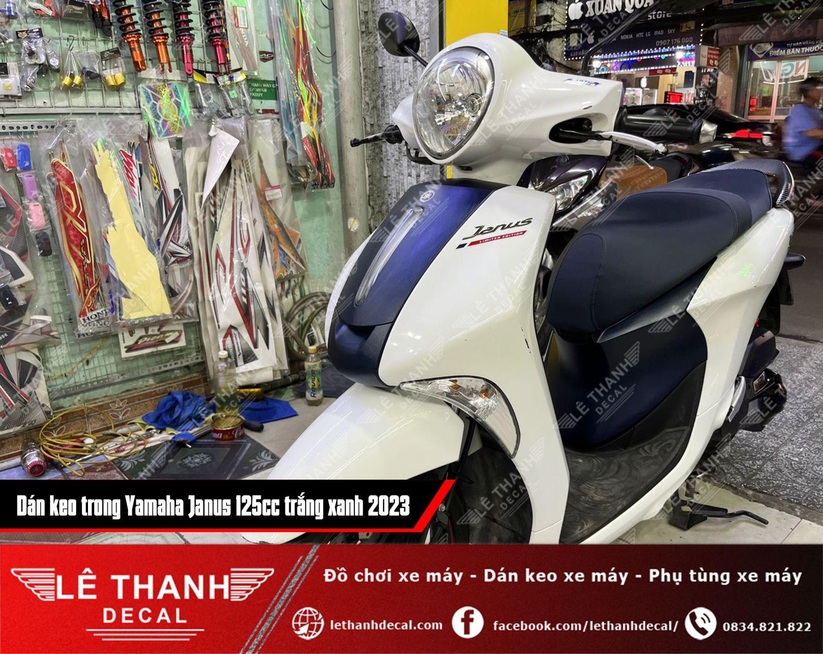 Dán keo trong cho xe Yamaha Janus 125cc trắng xanh 2023