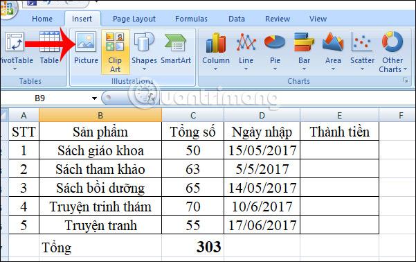 Chèn ảnh vào Excel