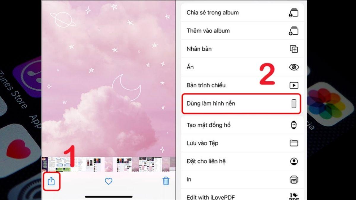 Cách cài đặt hình nền iPhone từ mục Ảnh bước 1