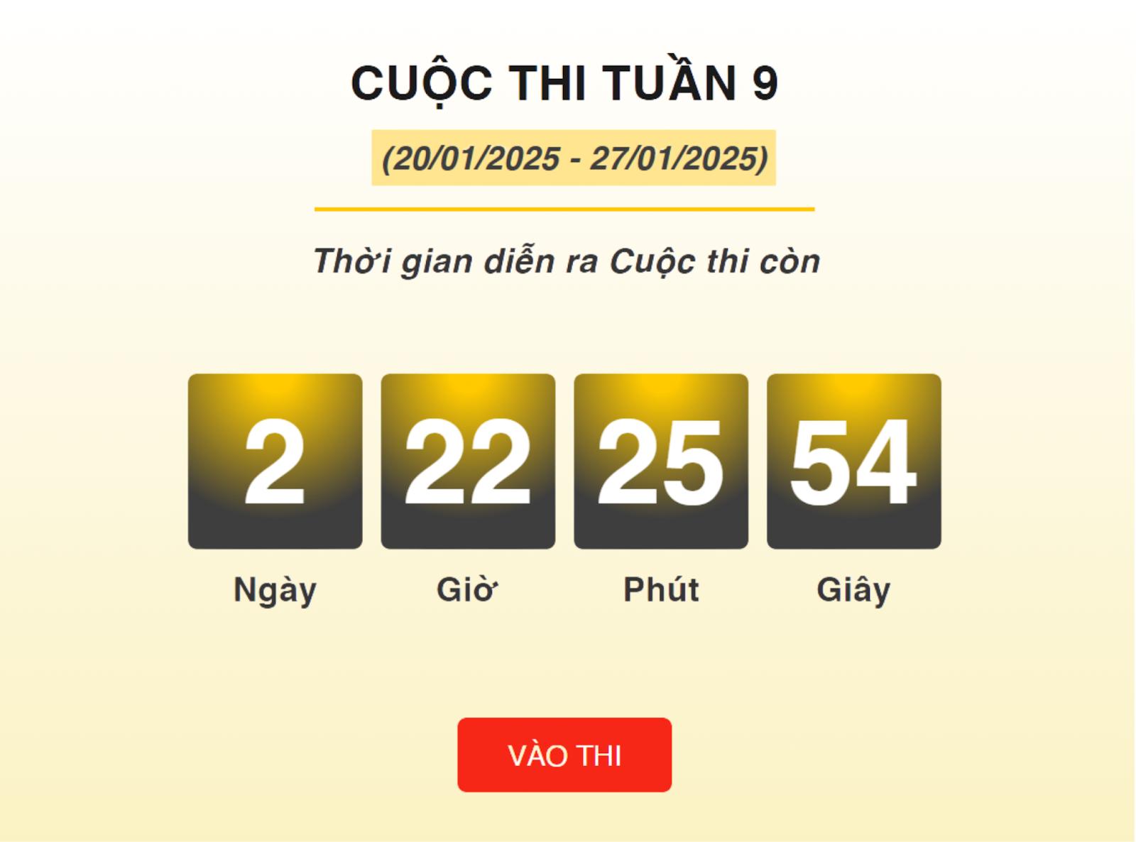 Tuần 9 của Cuộc thi hiện đang tiếp tục diễn ra và sẽ kết thúc vào 09 giờ 00 thứ Hai tuần tới (Ảnh chụp màn hình giao diện Cuộc thi).