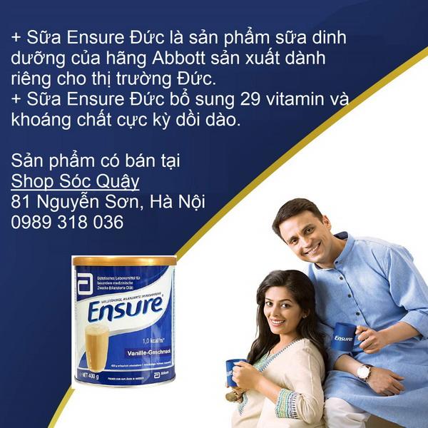 Sữa Ensure nội địa Đức hộp 400gr- cung cấp đủ dinh dưỡng cân bằng và hợp lí