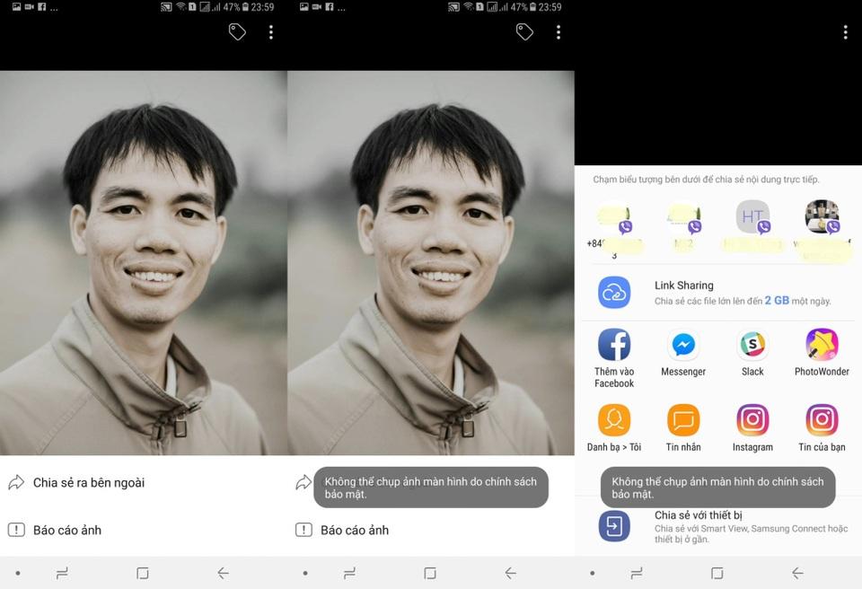Facebook thông báo không thể chụp ảnh màn hình do chính sách bảo mật