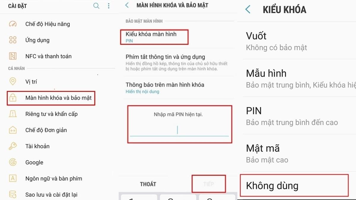 Cách xoá mật khẩu màn hình Samsung khi nhớ mật khẩu bước 1