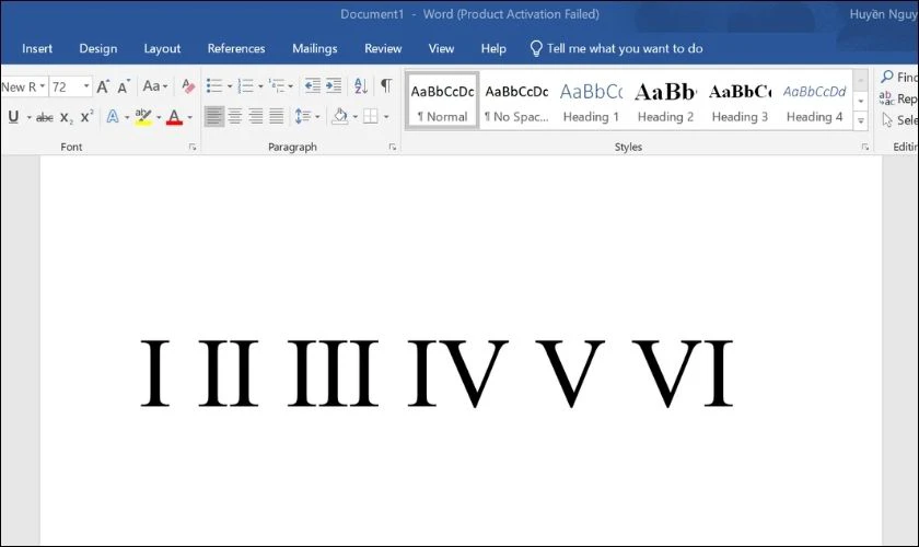 Cách ghi số la mã trong Word