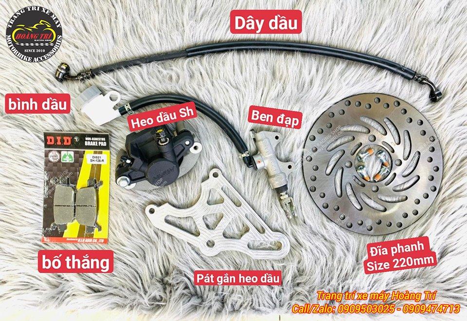 Trọn bộ phụ kiện lắp đĩa sau xe Future chính hãng Honda