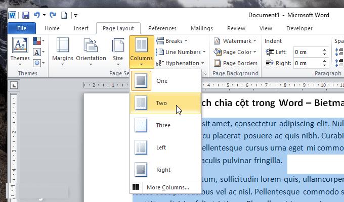 Bật mí cho bạn cách chia cột trong Word theo ý muốn