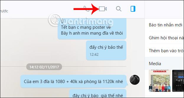 Thực hiện cuộc gọi Zalo video