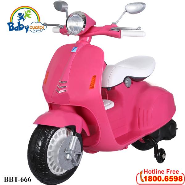 Xe máy điện Vespa trẻ em cao cấp BBT-666 màu hồng