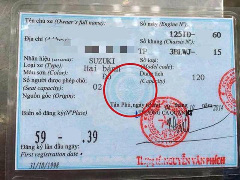 phân biệt giấy tờ xe thật và giả